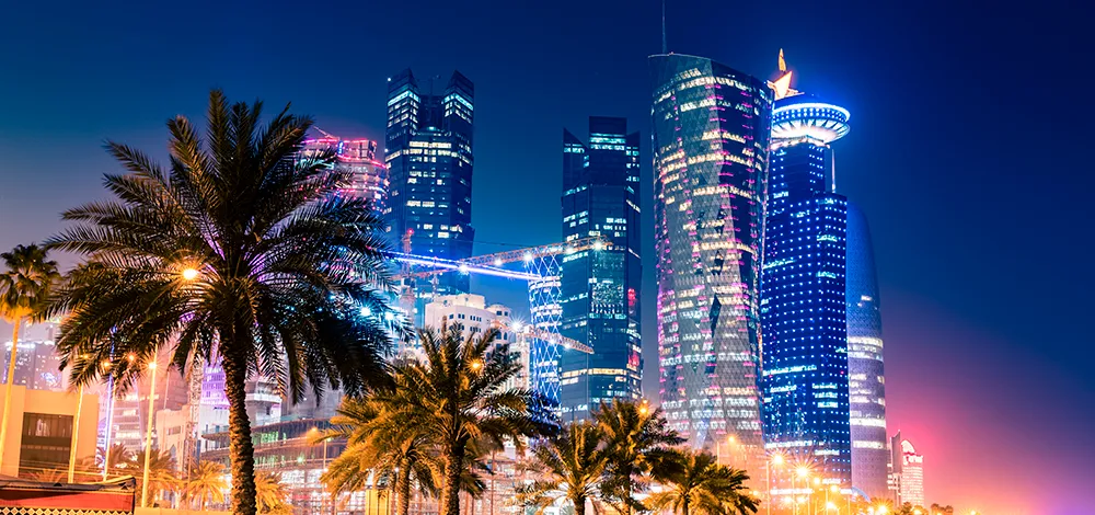 Doha West Bay by night